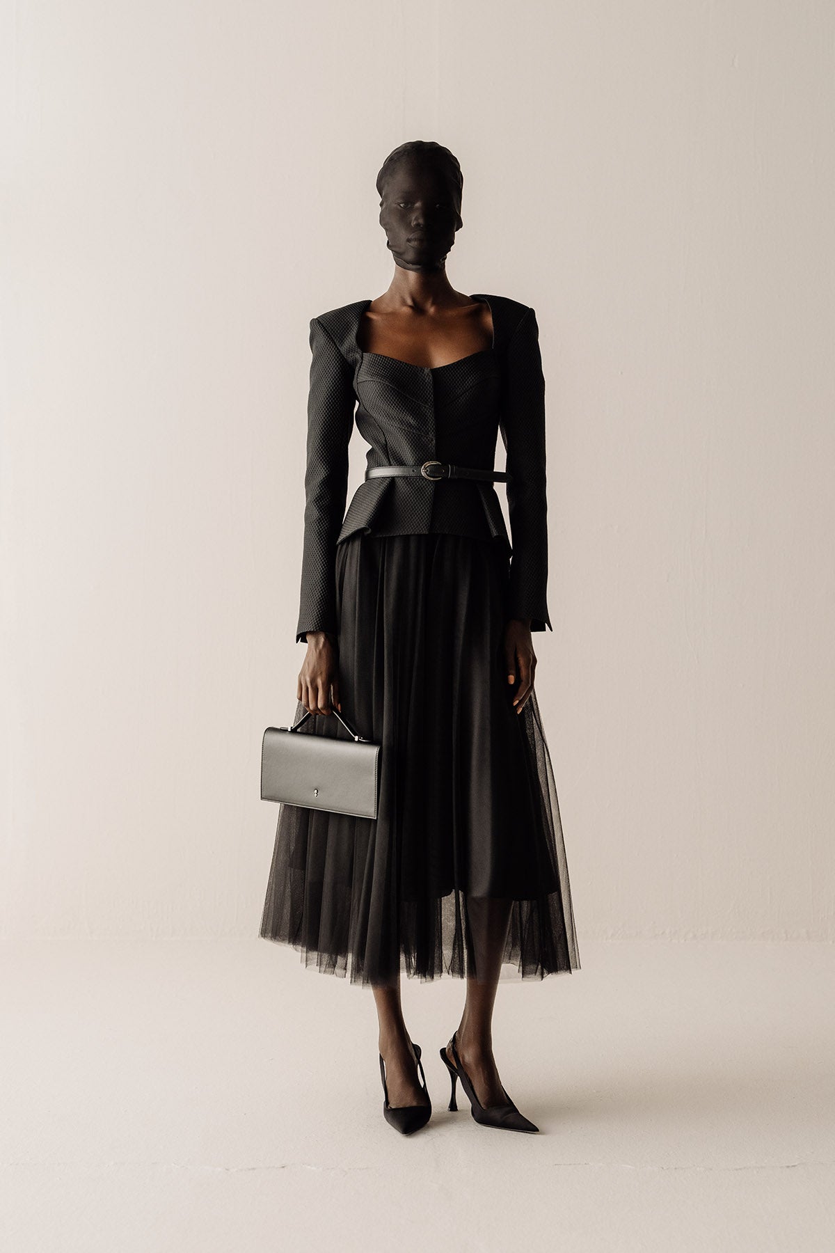 Her Jacquard Jacket With The Black Peplum