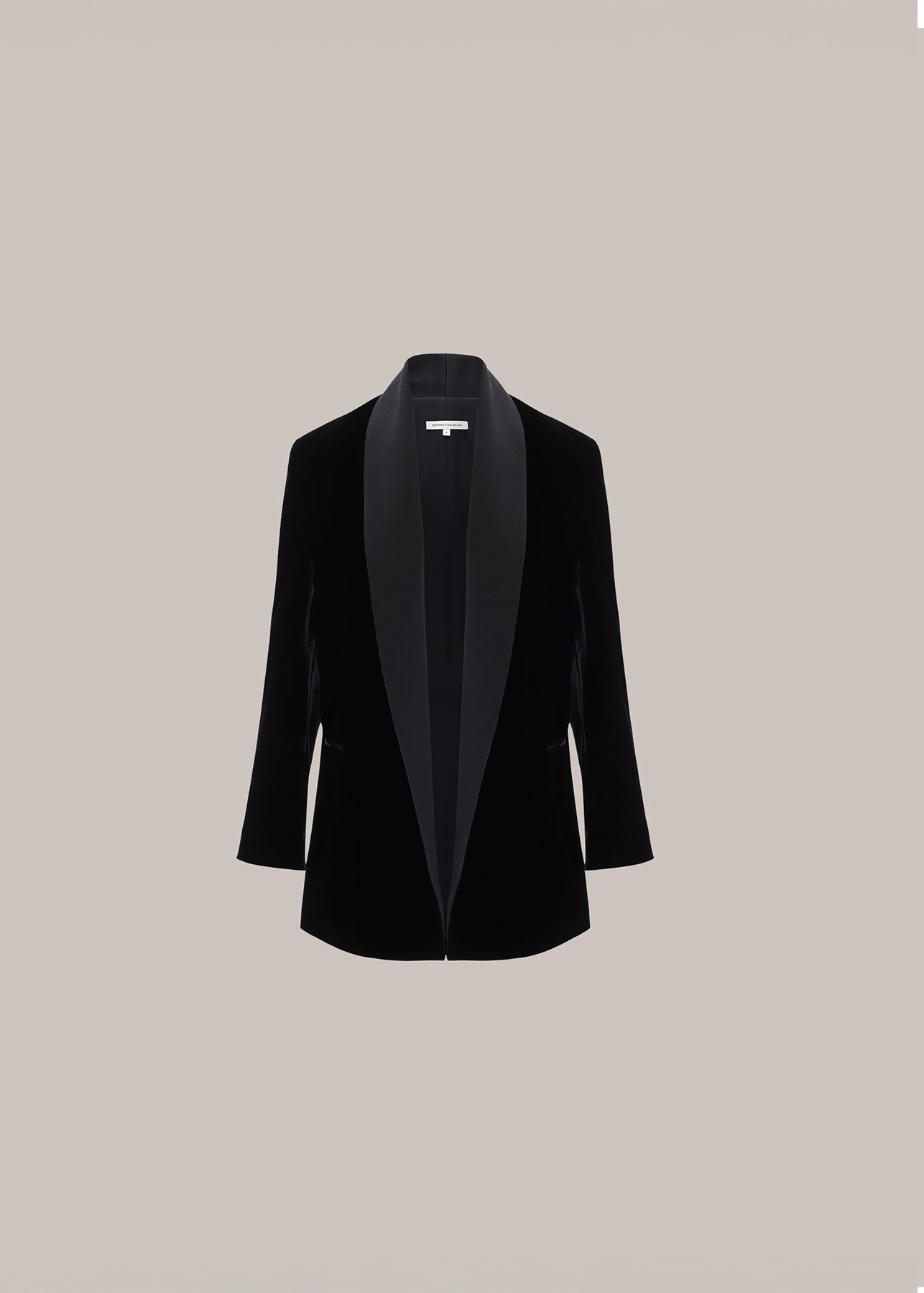 Her Velvet Double Breast Black Blazer With Silk Colar