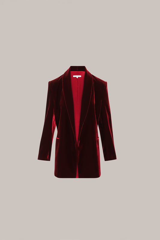 Her Burgundy Velvet Jacket