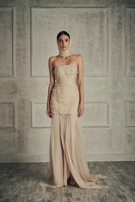 Her Nude Silk Chiffon Dress