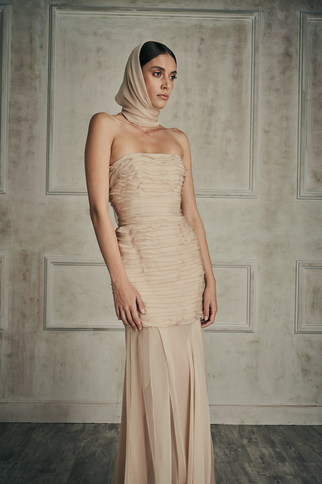 Her Nude Silk Chiffon Dress