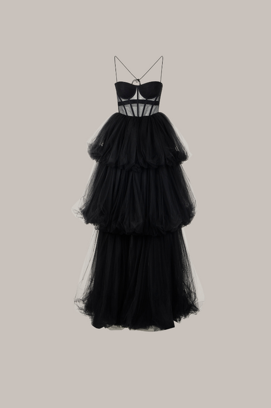 Her Evening Black Gown