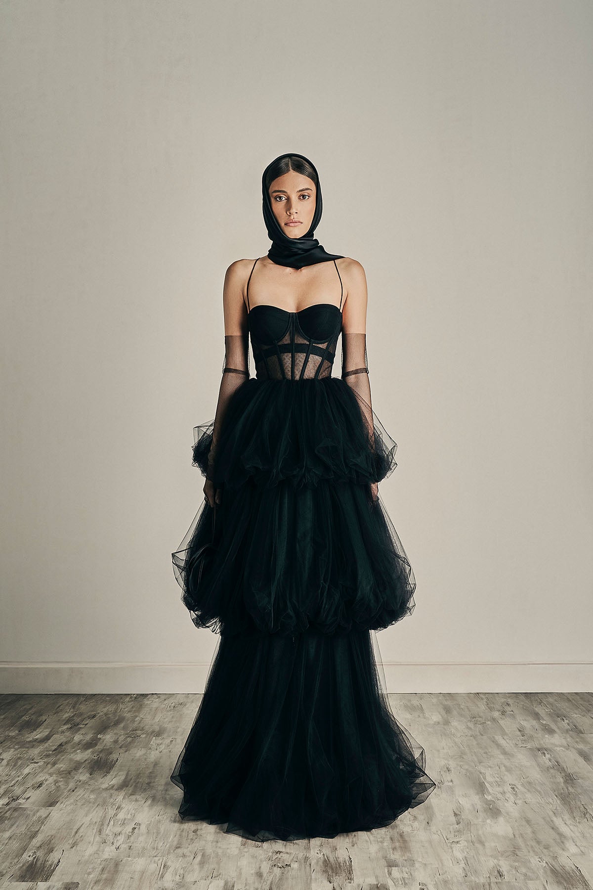 Her Evening Black Gown