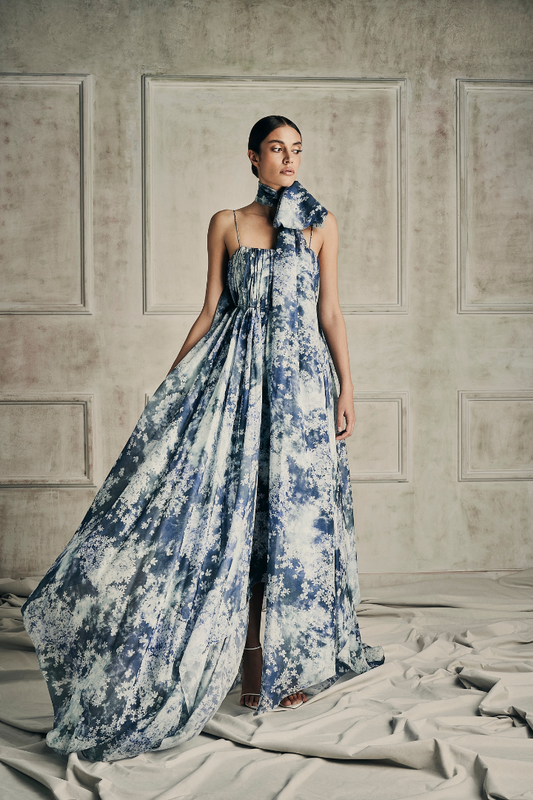 Her Floral  Blue Dress