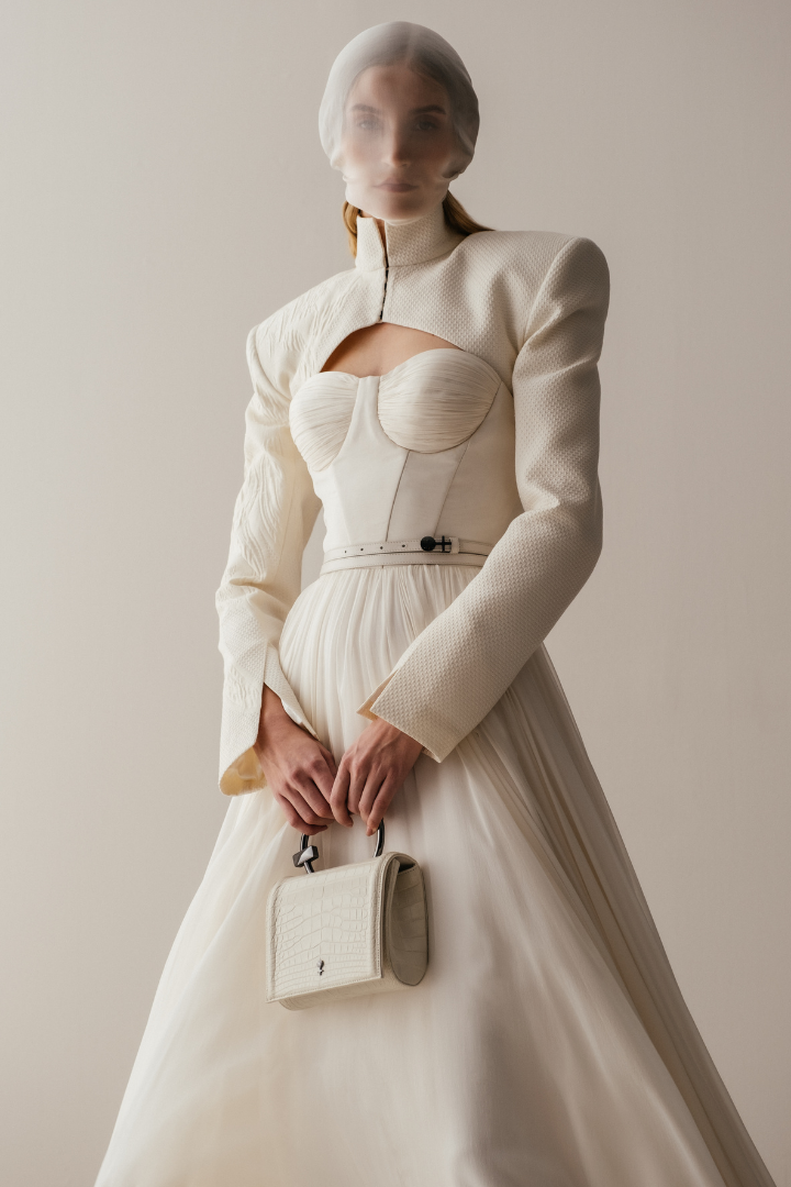 Her Strapless Chiffon Antique White Gown