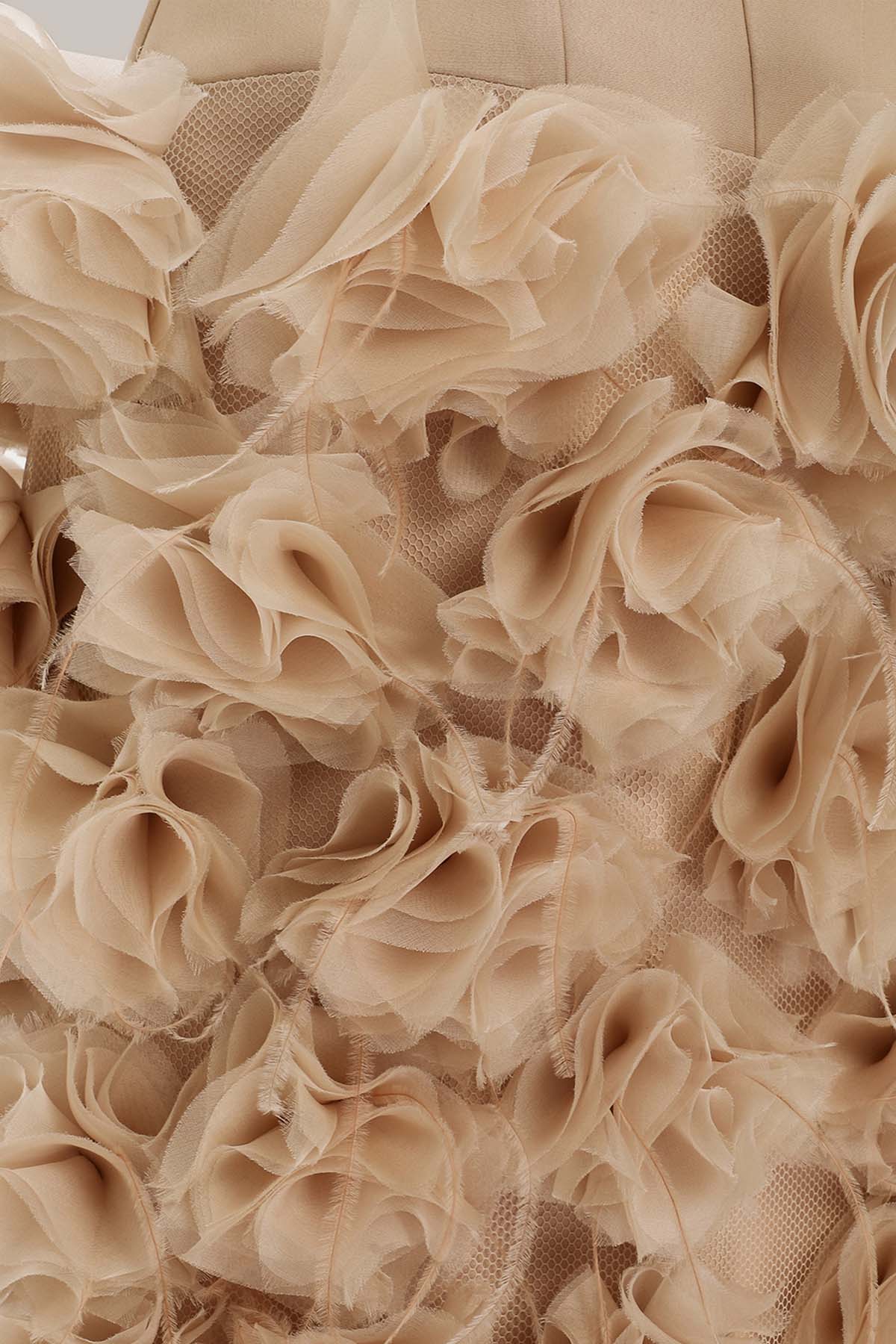 Her Floral Applique Long Beige Dress