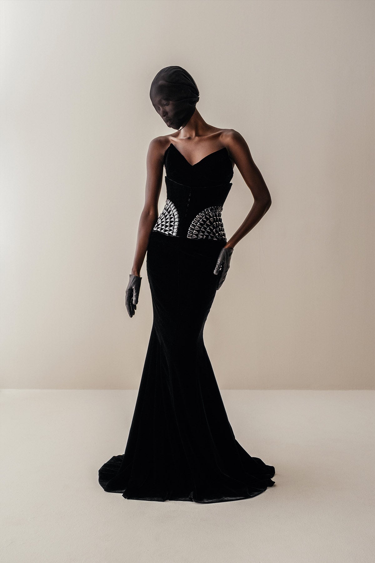 Her V Long  Black Gown