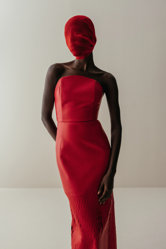 Her Cut Work Long Red Dress