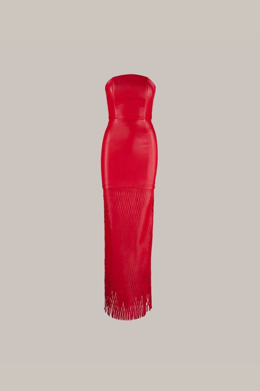 Her Cut Work Long Red Dress