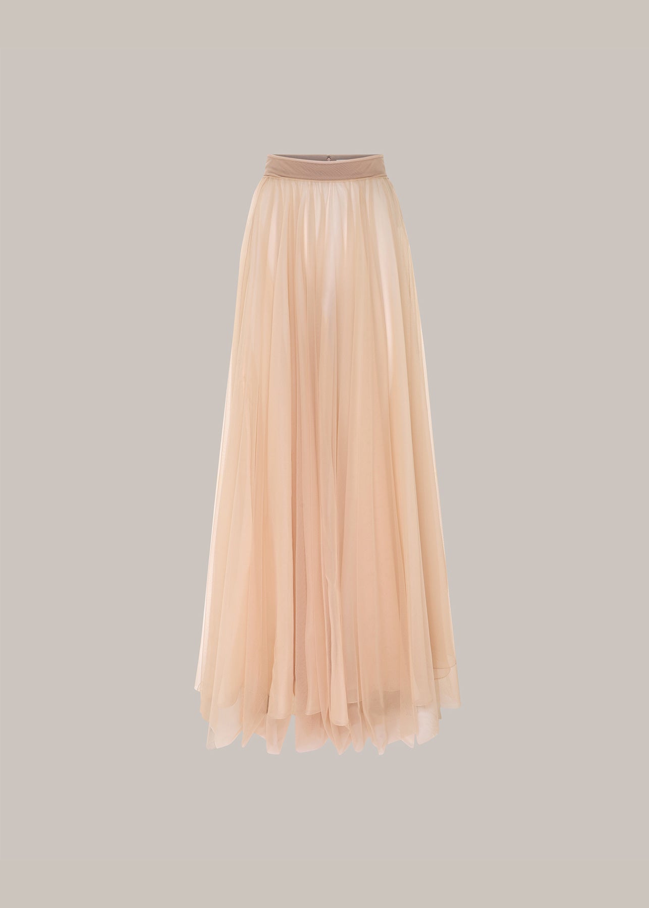 Her Full Long Layered  Beige Skirt