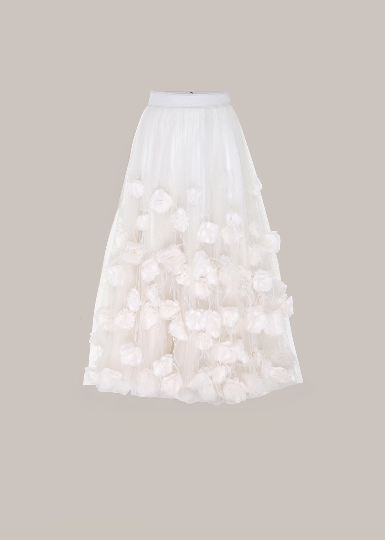 Her Floral Applique Off White Skirt