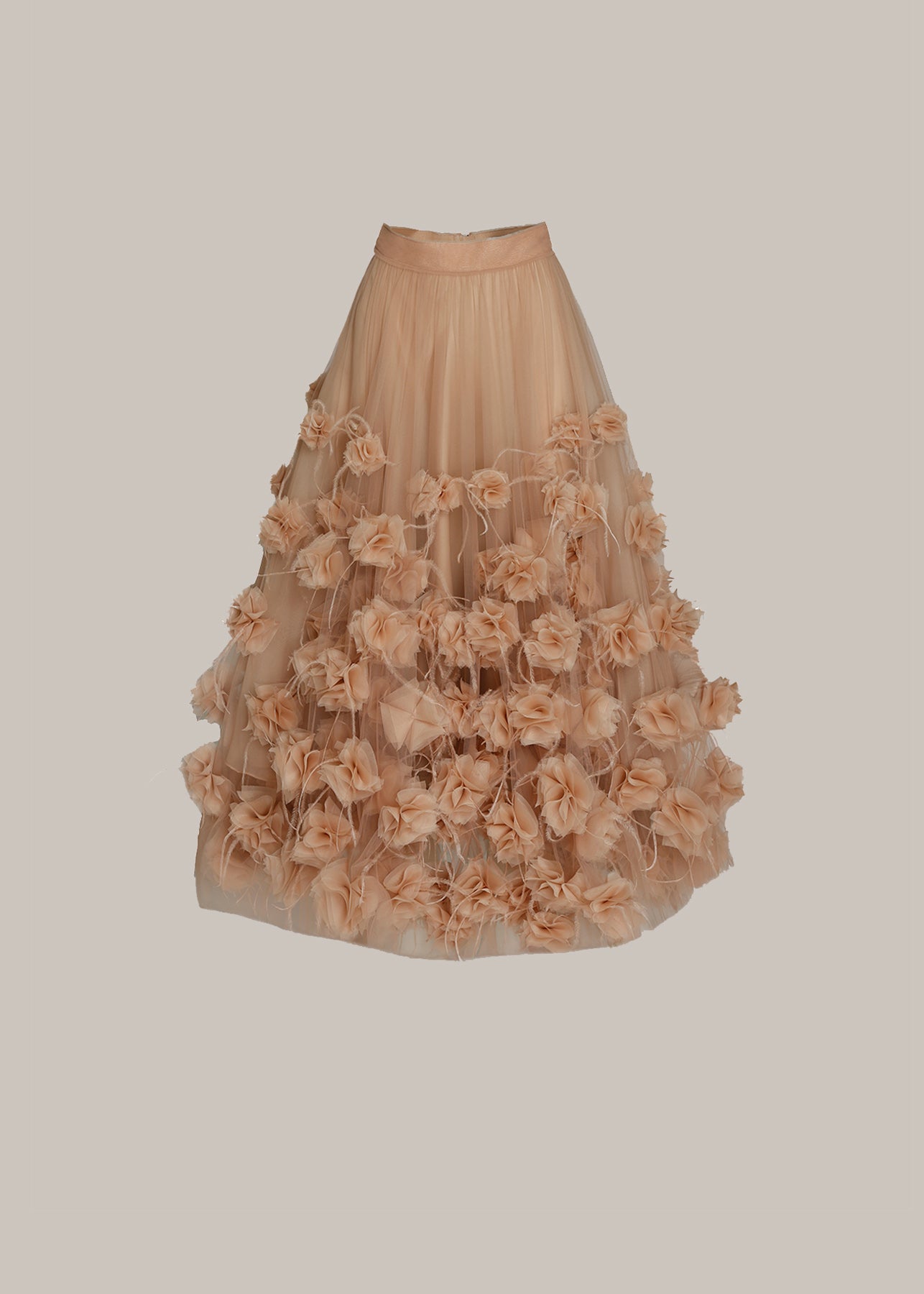 Her Floral Applique Beige Skirt