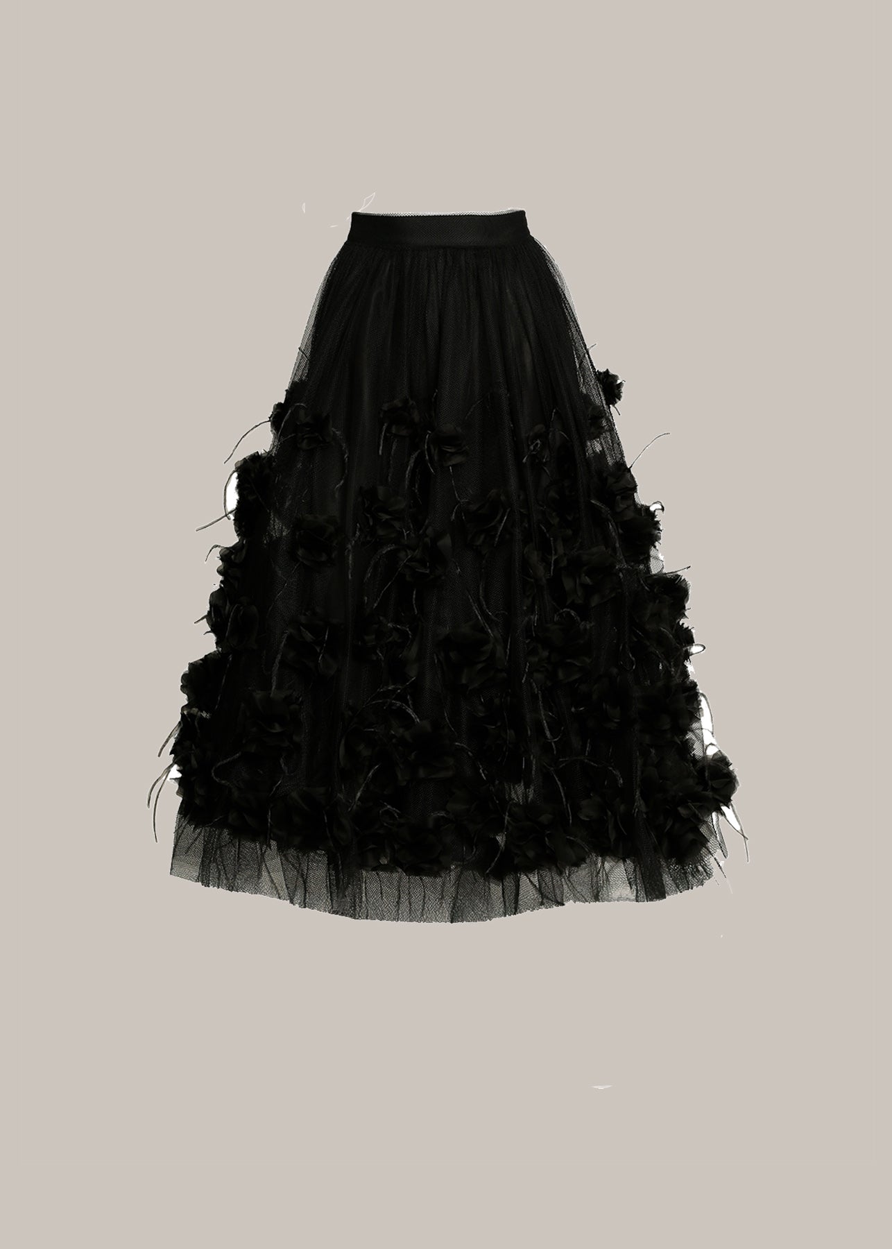 Her Floral Applique Black Skirt