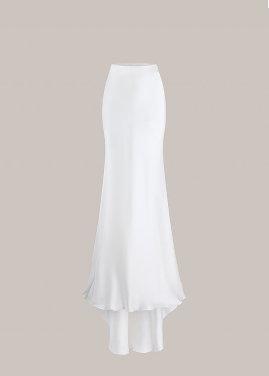 Her Full Long Silk Off White Skirt