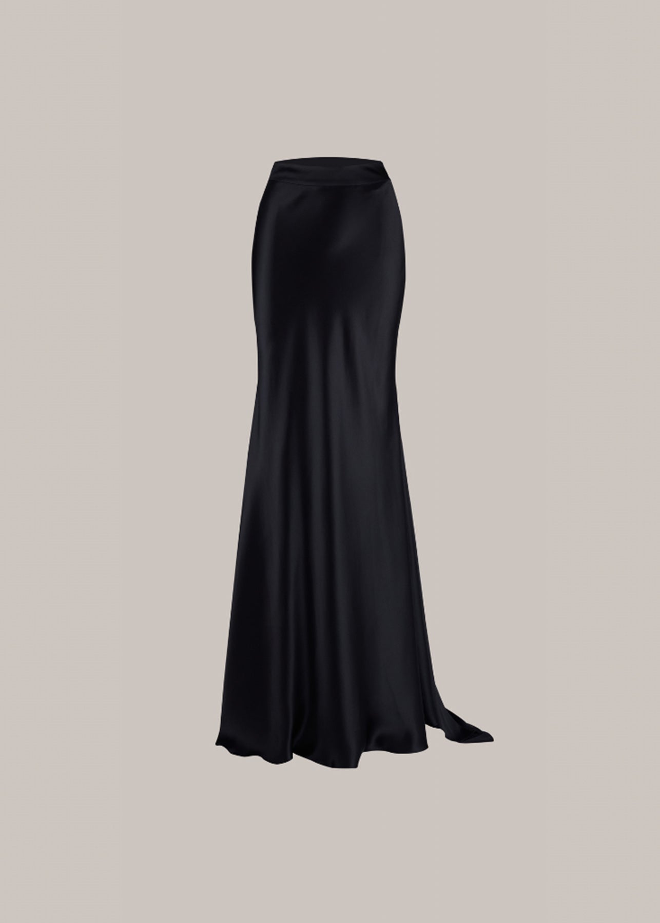 Her Full Long Silk Black Skirt