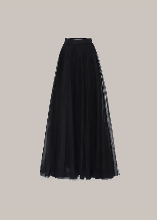 Her Full Long Layered Black Skirt