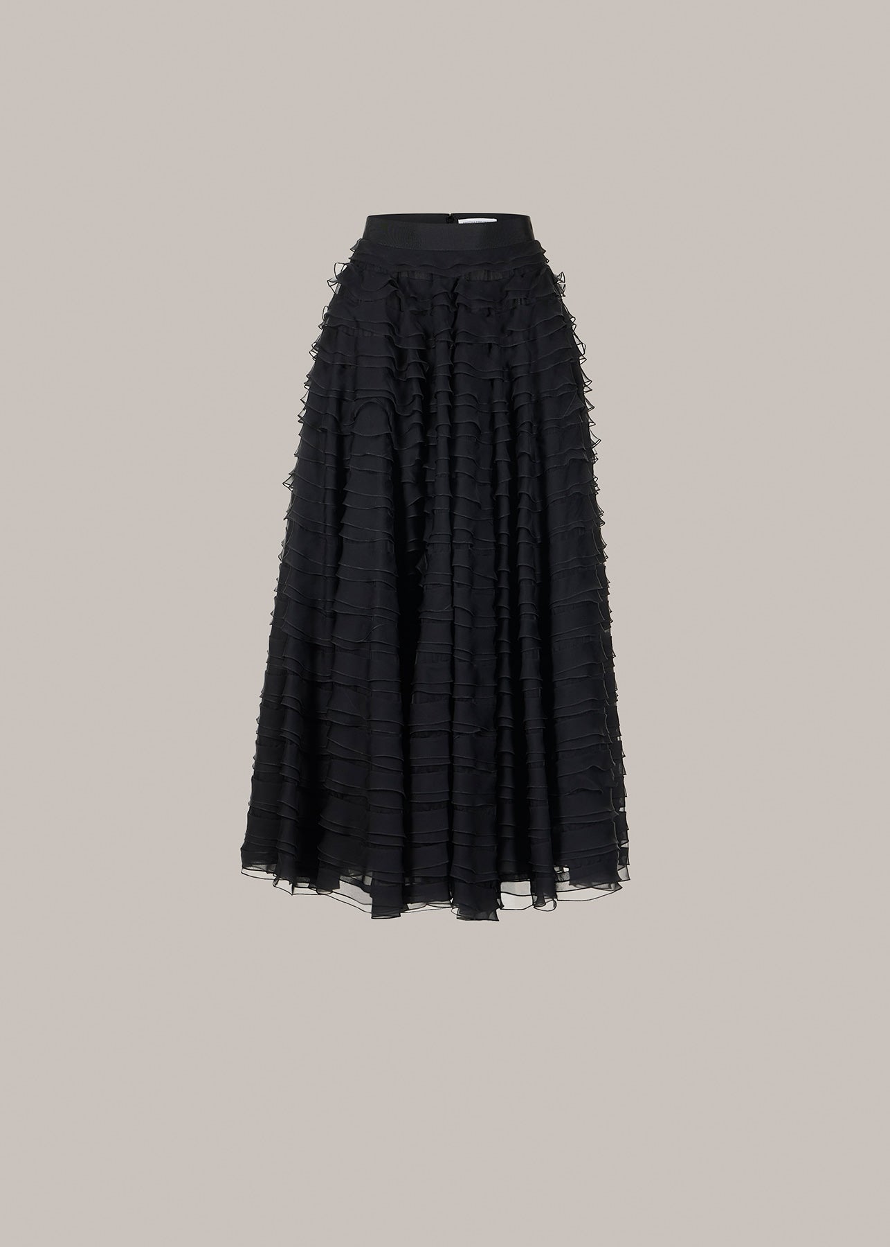 Her Chiffon Silk Midi Black Skirt