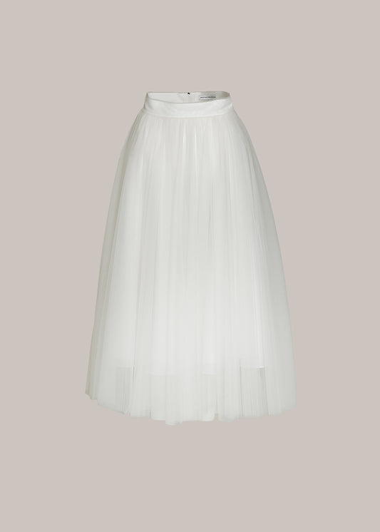 Her Midi Tulle White Skirt