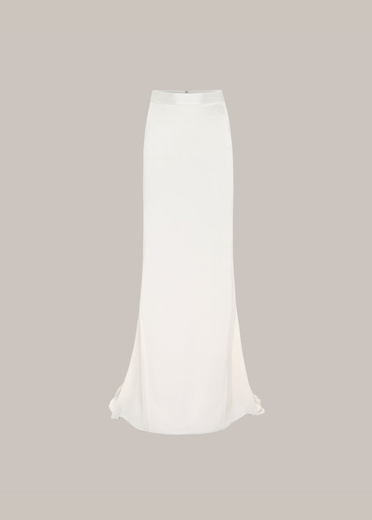 Her White Silk Viscose Pencil Skirt With Flared Back
