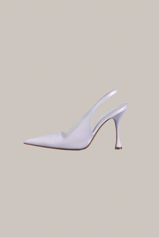 Her White Satin Heels