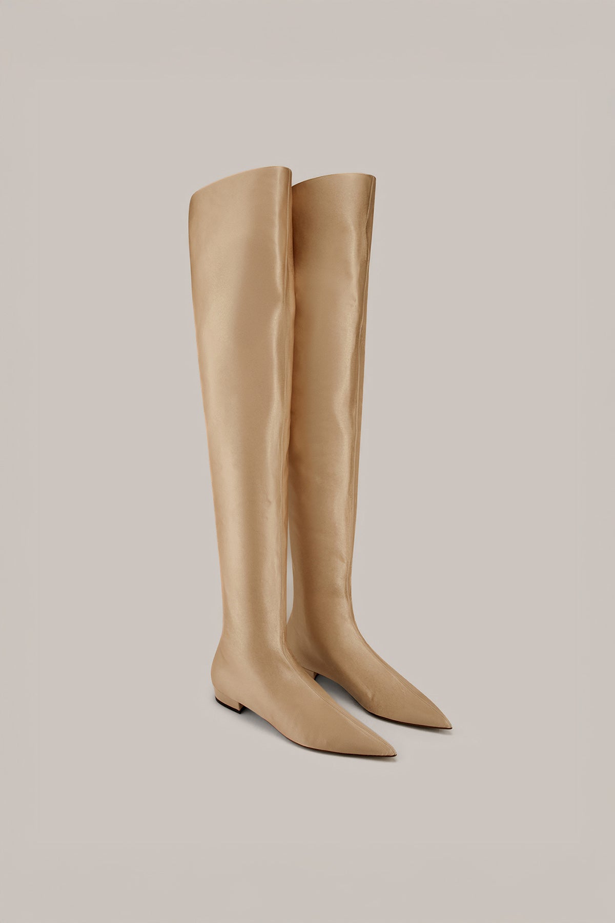 Her Sculpted Over-the-Knee Beige Boots