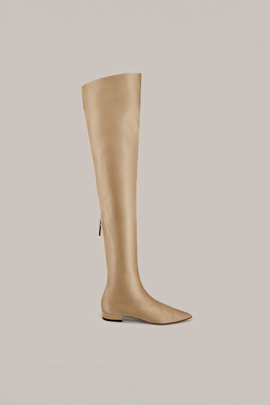 Her Sculpted Over-the-Knee Beige Boots