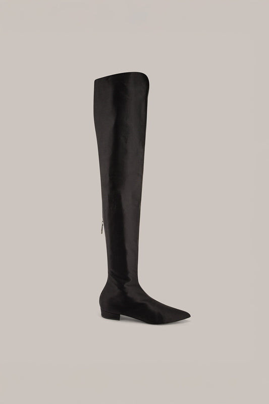 Her Sculpted Over-the-Knee Black Boots