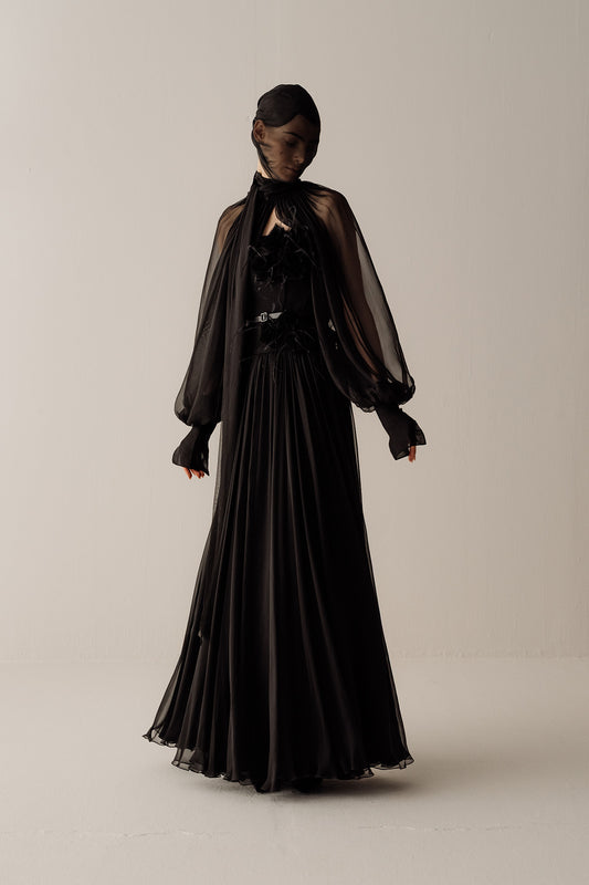 Her Full Fine Black Skirt