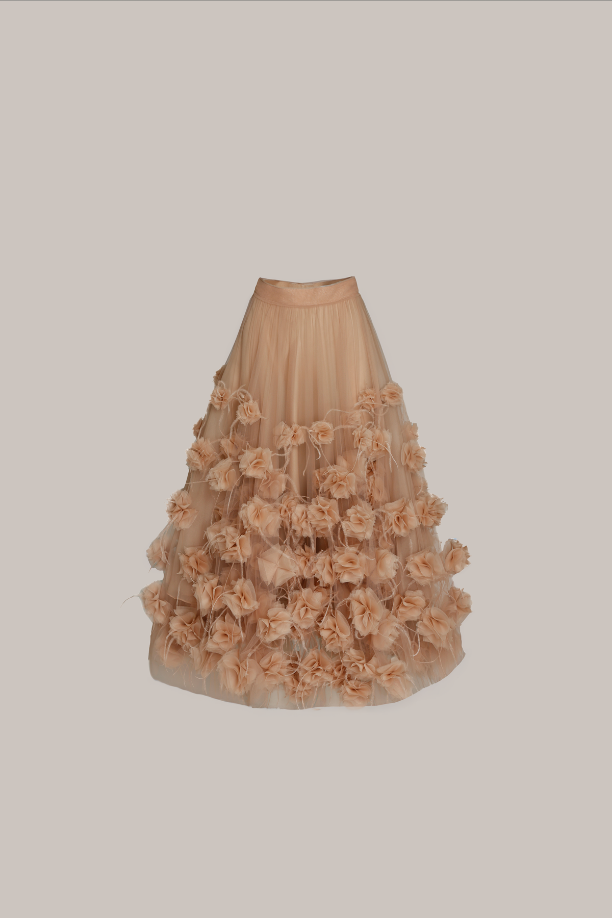 Her Floral Applique Beige Skirt