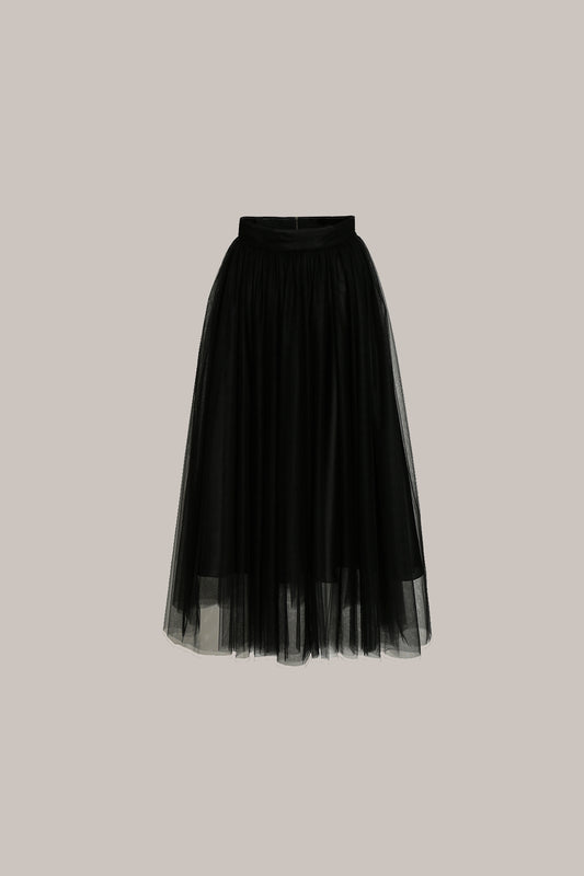 Her Midi Tulle Black Skirt