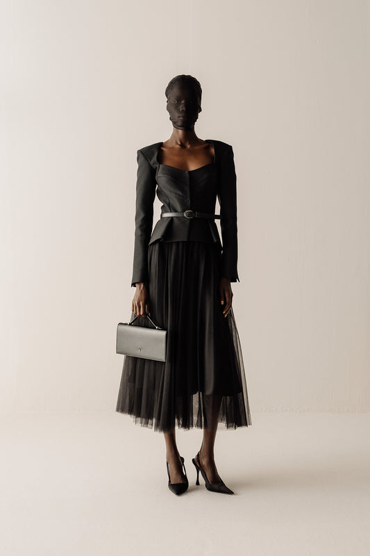 Her Midi Tulle Black Skirt