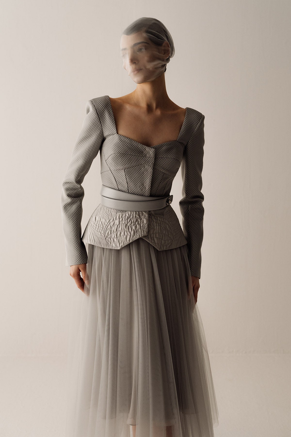 Her Midi Tulle Grey Skirt