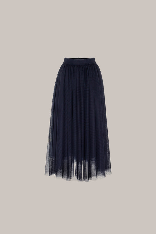 Her Midi Tulle Navy Blue Skirt