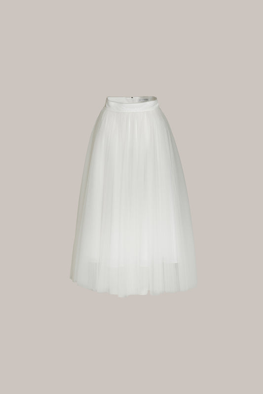 Her Midi Tulle White Skirt