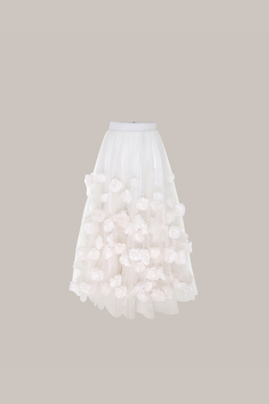 Her Floral Applique Off White Skirt