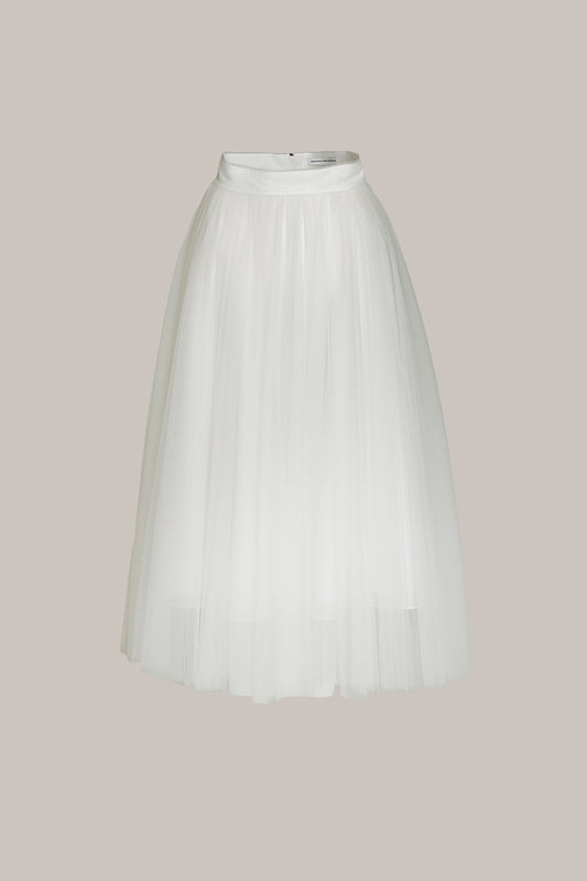 Her Midi Tulle White Skirt