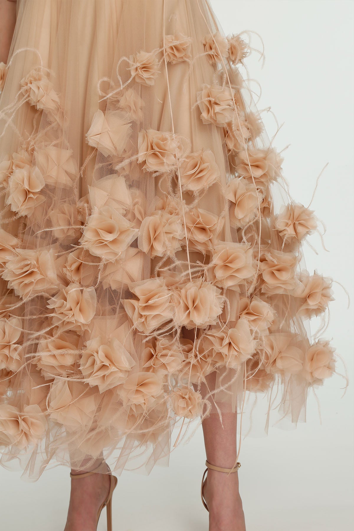 Her Floral Applique Beige Skirt