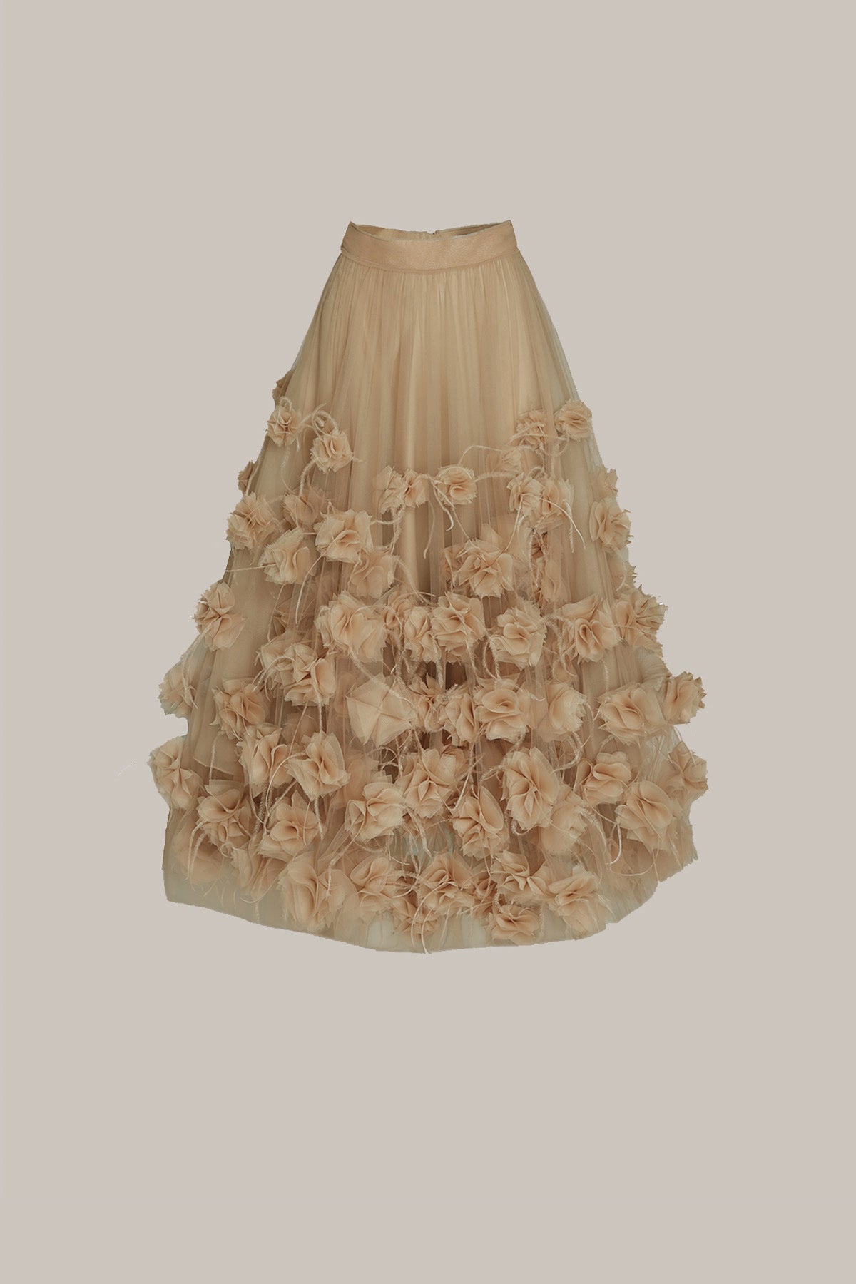 Her Floral Applique Beige Skirt