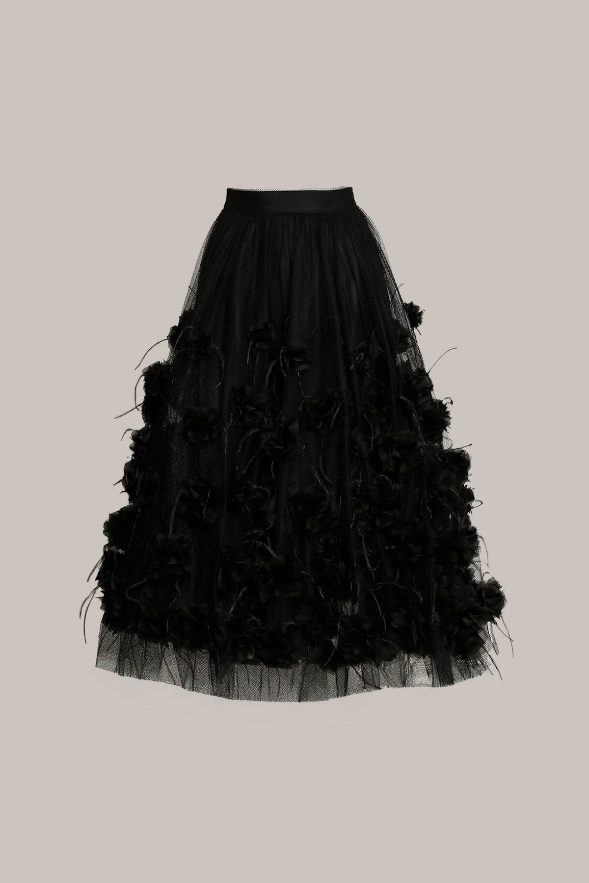Her Floral Applique Black Skirt
