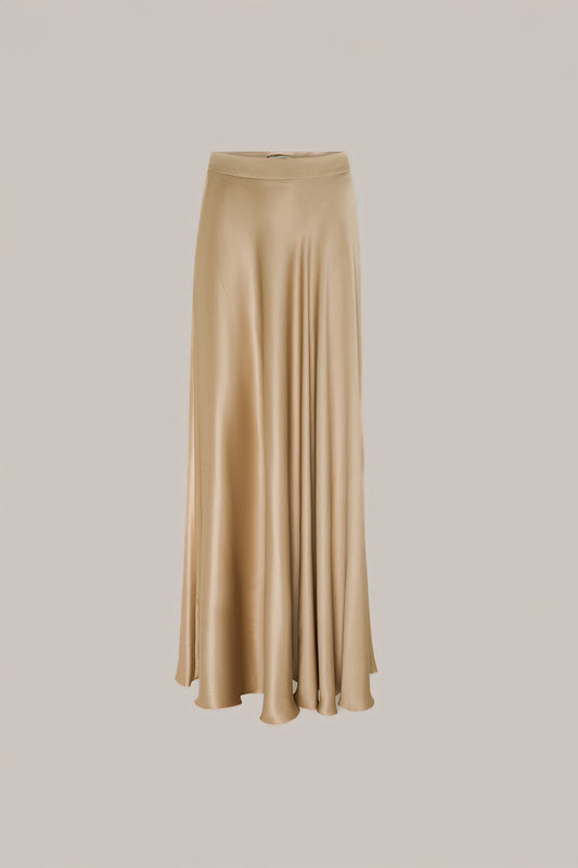 Her Silk Long Beige Skirt