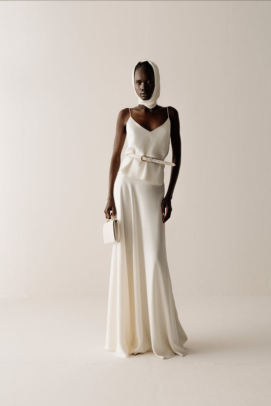 Her Silk Long Off White Skirt