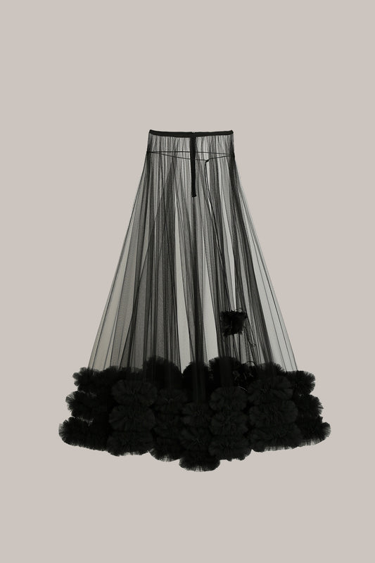 Her Ruched Tulle Black Skirt