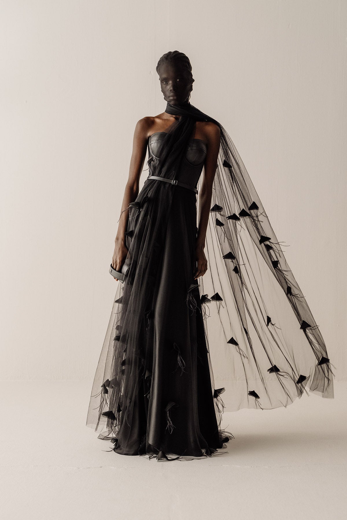 Her Embellished Tulle Black Skirt