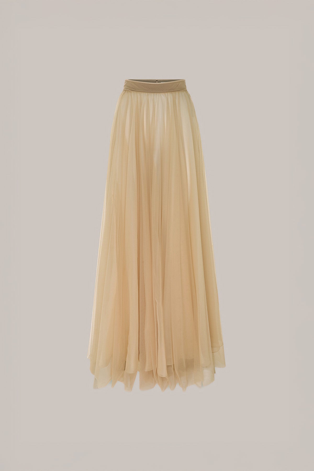 Her Full Long Layered  Beige Skirt