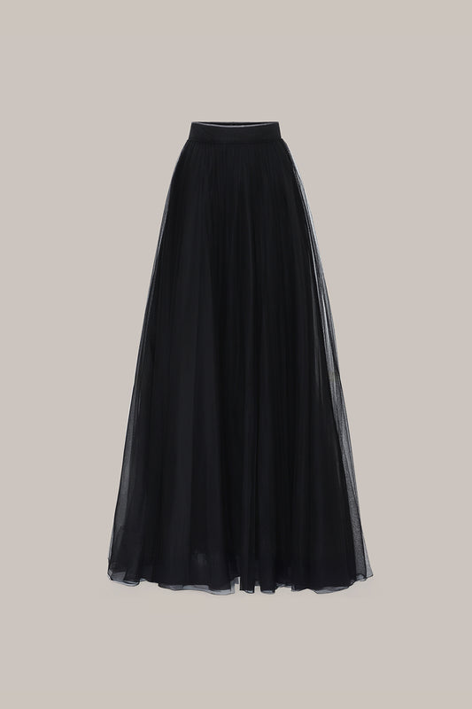 Her Full Long Layered Black Skirt