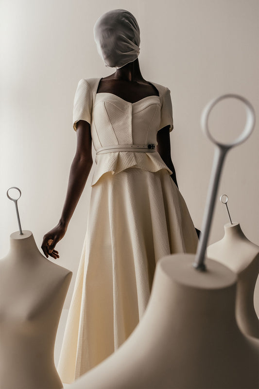 Her Midi Full Ivory Skirt