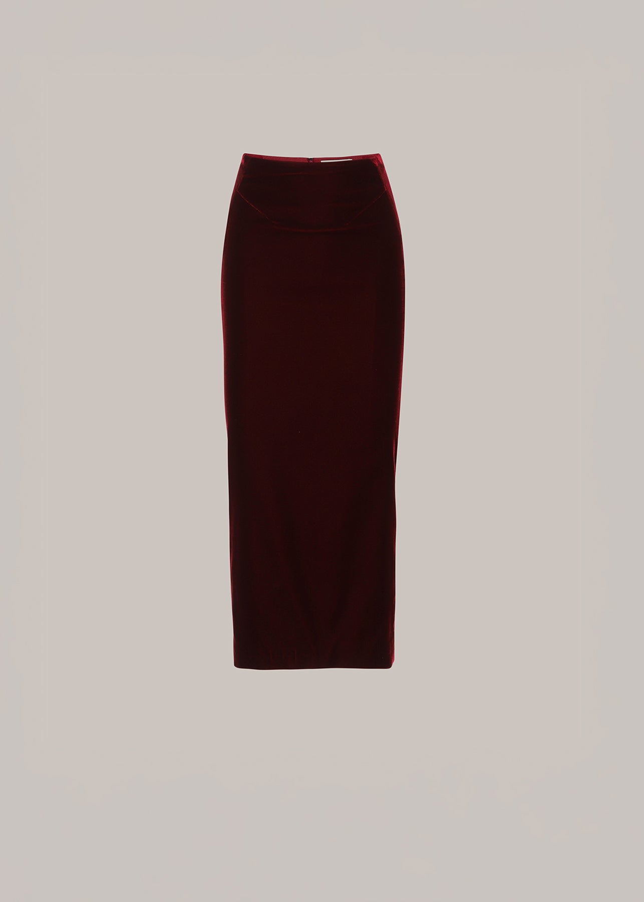 Her Pencil Midi Burgundy Velvet Skirt