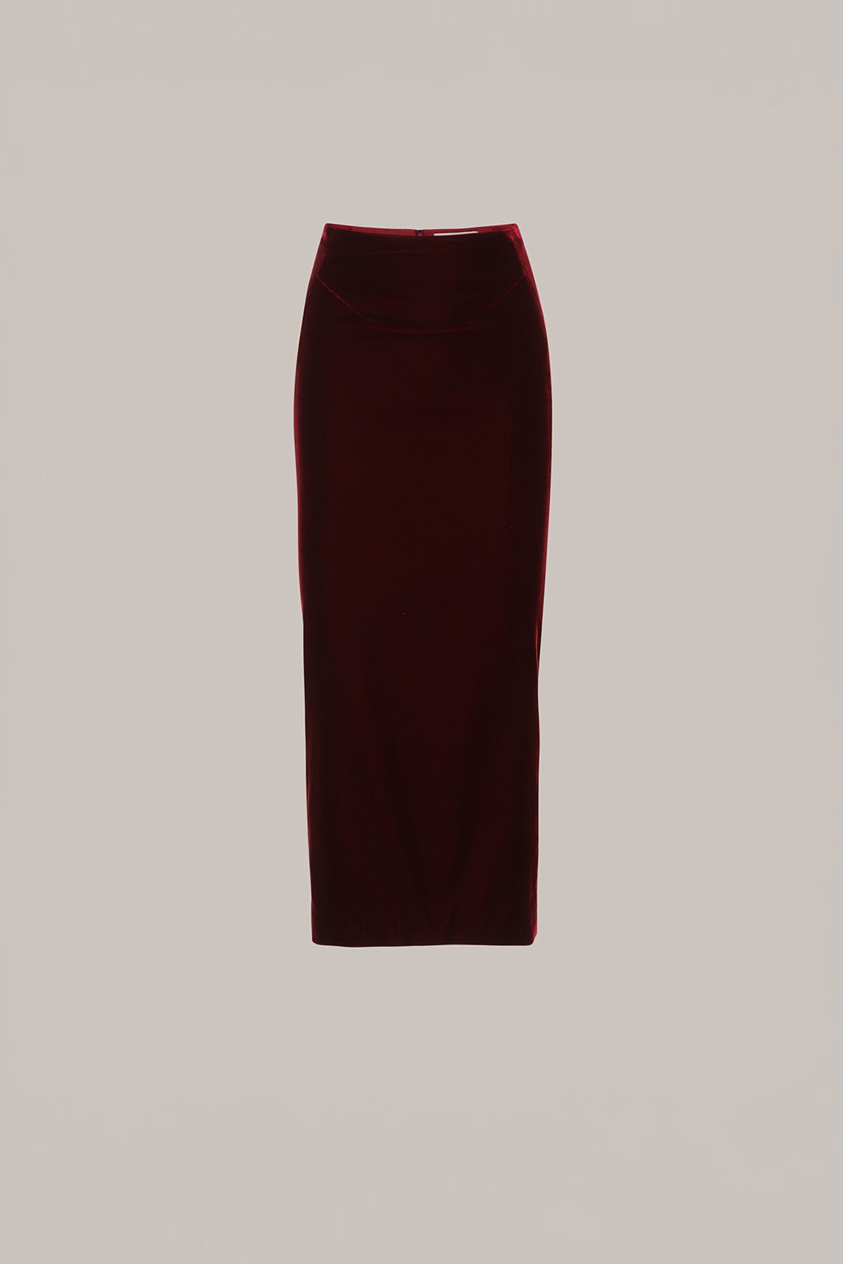 Her Pencil Midi Burgundy Velvet Skirt