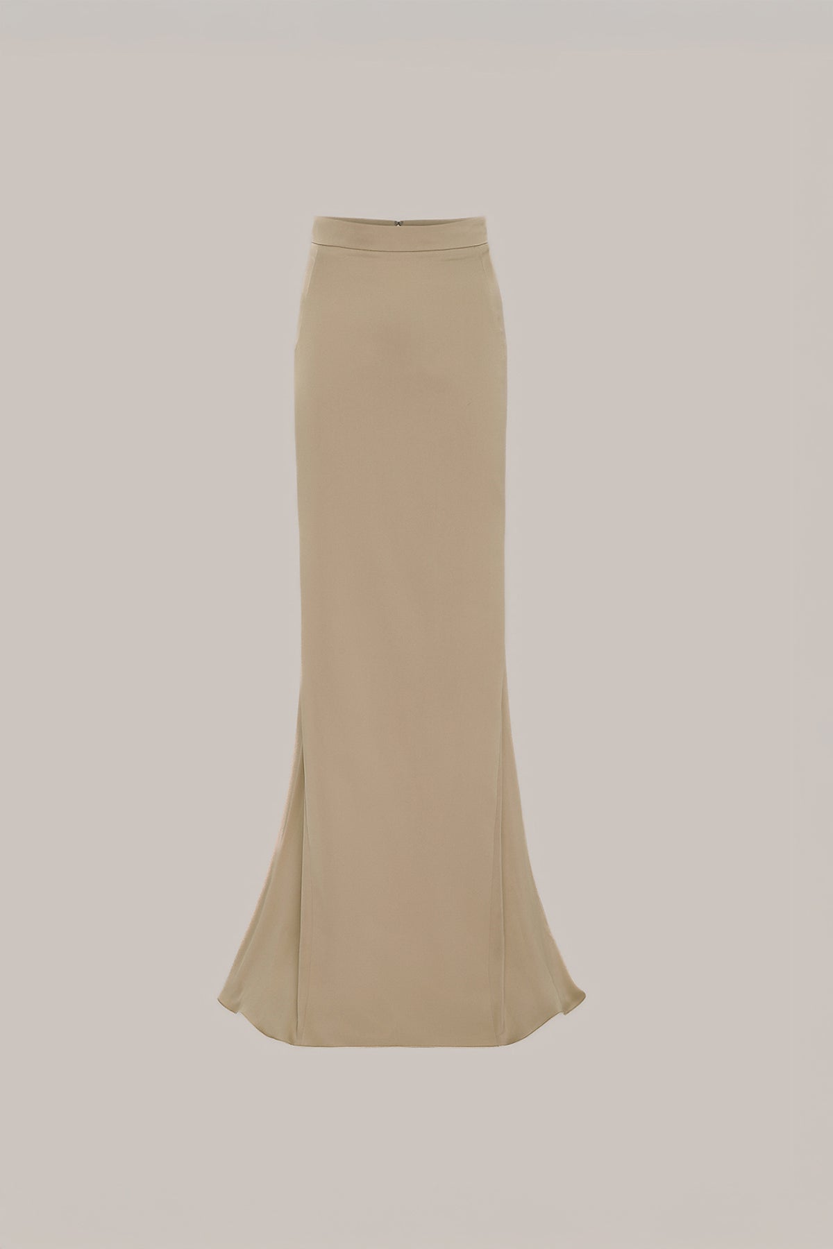 Her Beige Silk Viscose Pencil Skirt With Flared Back