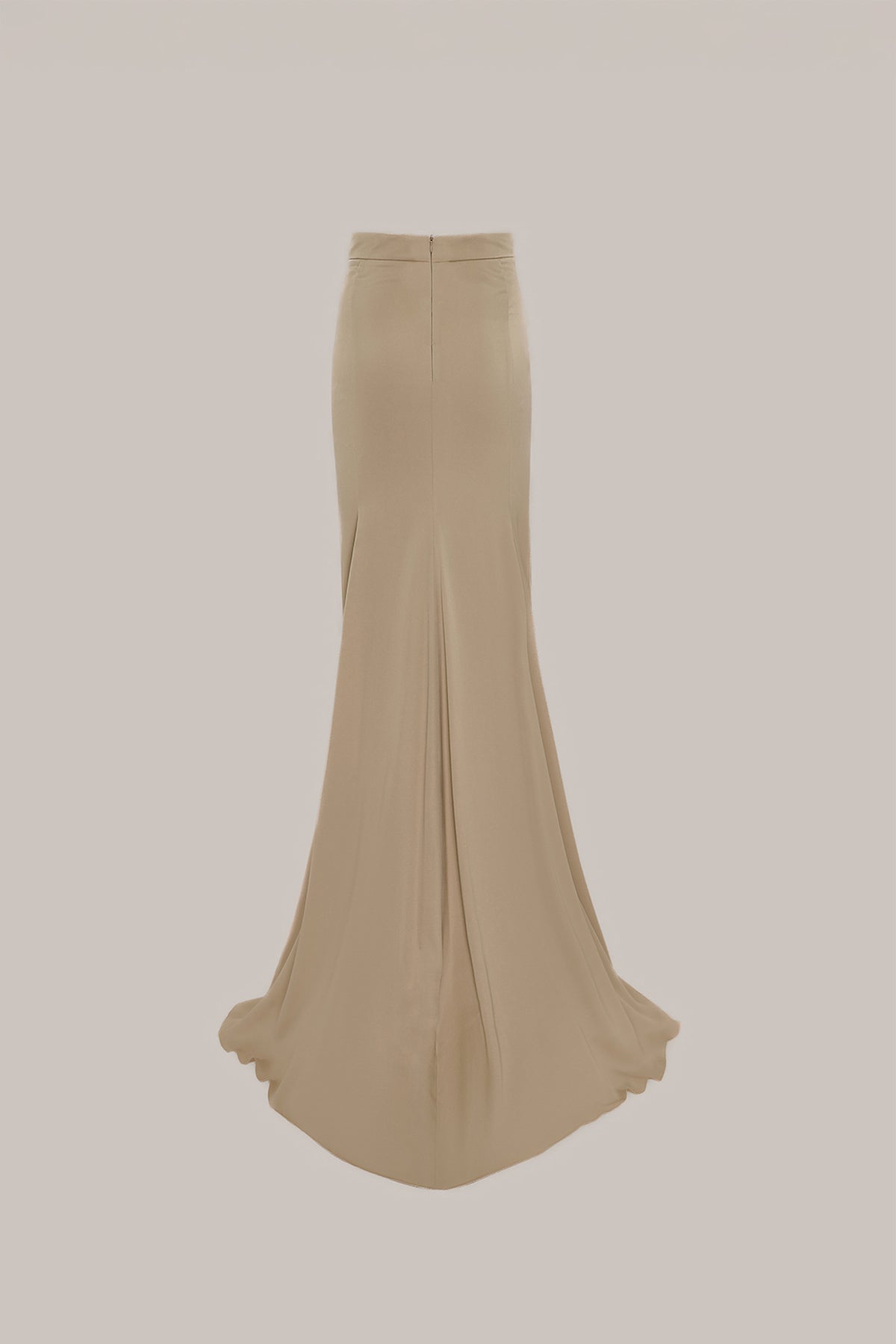 Her Beige Silk Viscose Pencil Skirt With Flared Back